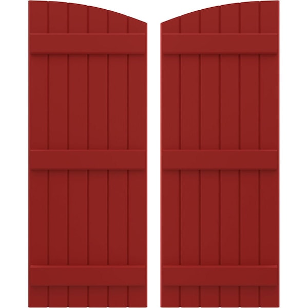 Ekena Millwork Americraft 6-Board (3 Batten) Wood Joined Board-n-Batten Shutters w/Ellipt Top, ARW401BE621X77BRH, PR ARW401BE621X77BRH - main